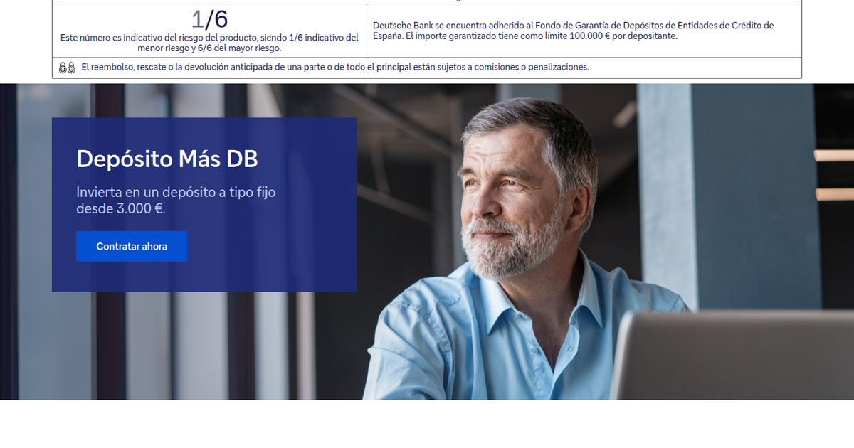 Deutsche Bank ofrece depósito a 12 meses al 2,75% TAE