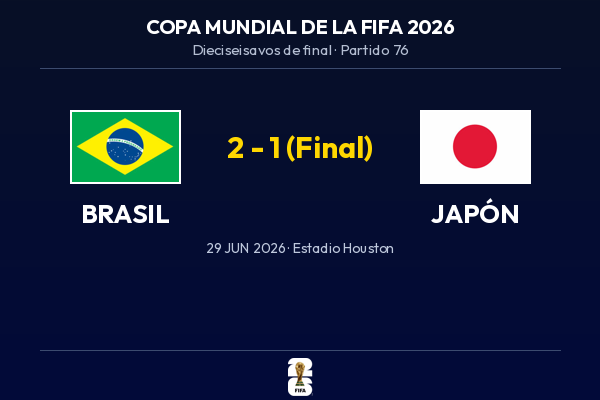 Brasil vs. Japón — Dieciseisavos de Final | Copa del Mundo 2026