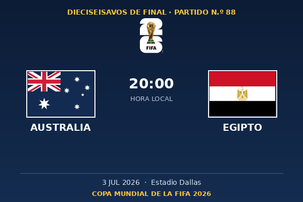 Australia vs. Egipto — Dieciseisavos de Final | Copa del Mundo 2026