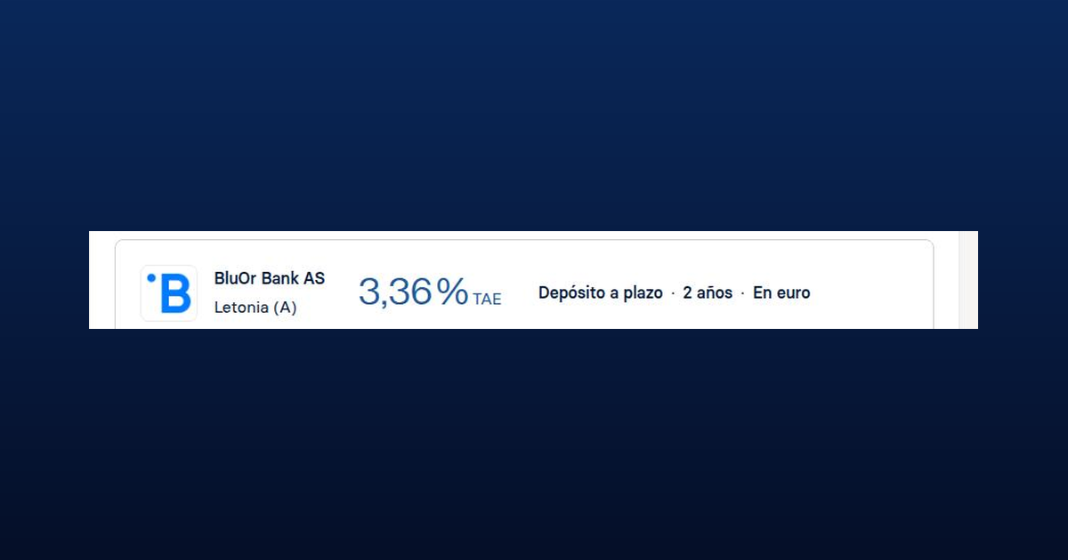 BluOr Bank ofrece depósito a 24 meses al 3,36% TAE