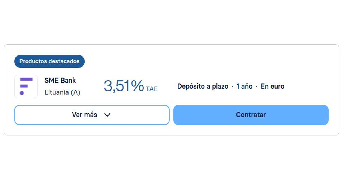 SME Bank ofrece depósito a 12 meses al 3,51% TAE