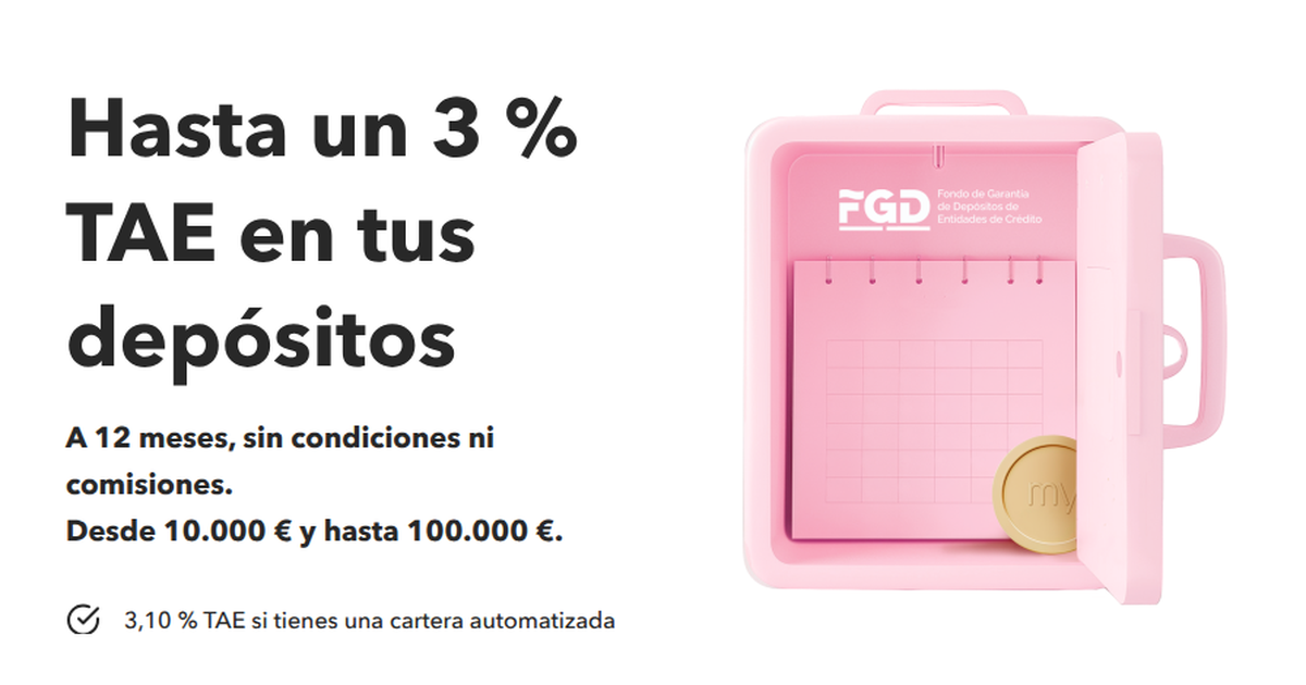MyInvestor ofrece depósitos hasta 3,10% TAE a 1, 3, 6 y 12 meses