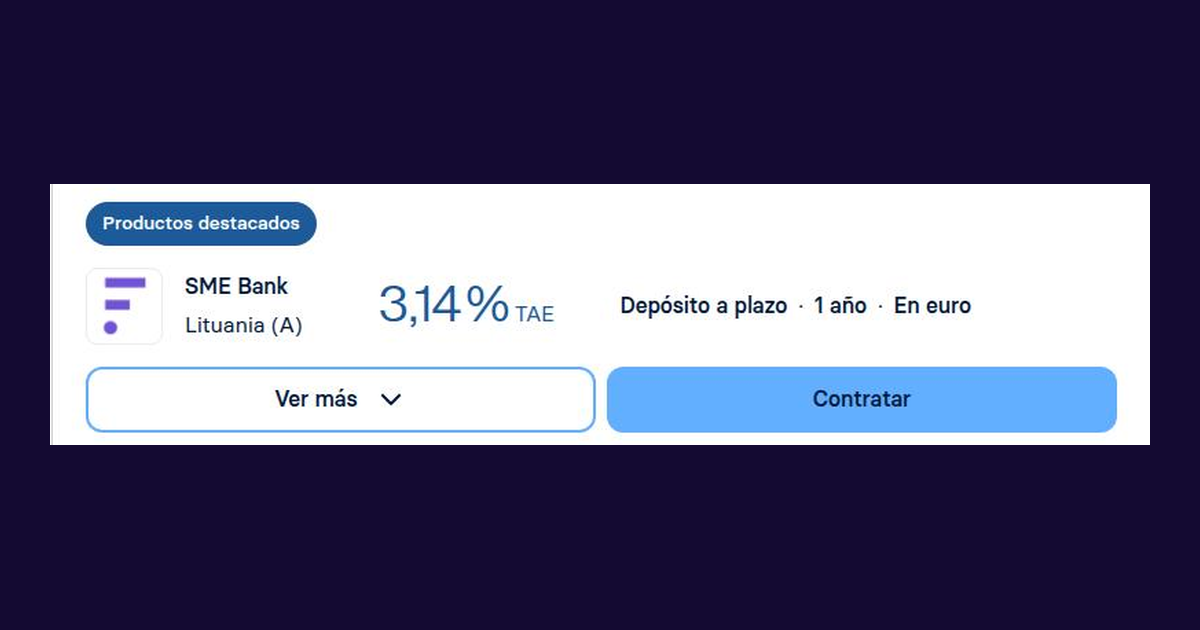 SME Bank ofrece depósito a 12 meses al 3,14% TAE