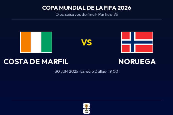 Costa de Marfil vs. Noruega — Dieciseisavos de Final | Copa del Mundo 2026