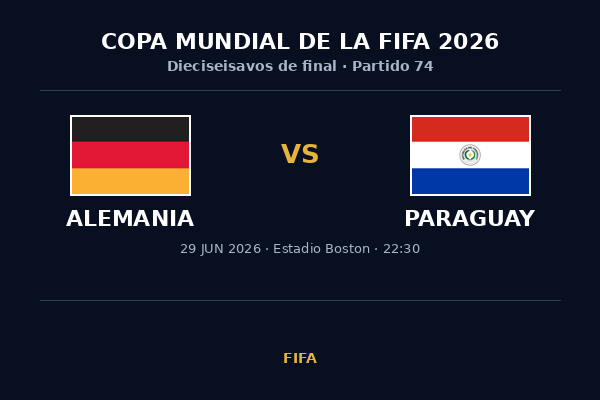 Alemania vs. Paraguay — Dieciseisavos de Final | Copa del Mundo 2026