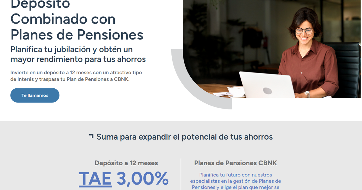 CBNK ofrece Depósito Combinado con Planes de Pensiones al 3,00% TAE