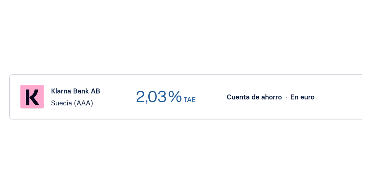 Klarna cuenta de ahorro al 2,03% TAE