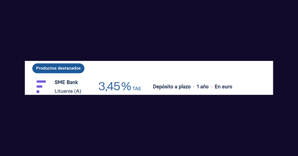 SME Bank ofrece depósito a 12 meses al 3,45% TAE