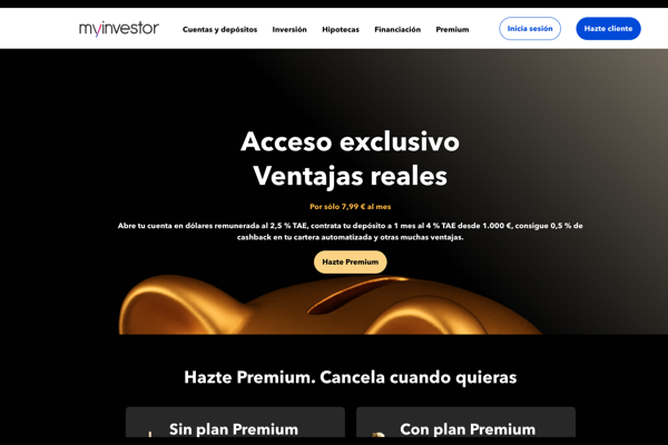 MyInvestor ofrece depósito al 4% TAE con plan Premium