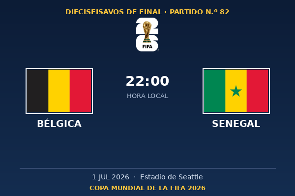 Bélgica vs. Senegal — Dieciseisavos de Final | Copa del Mundo 2026
