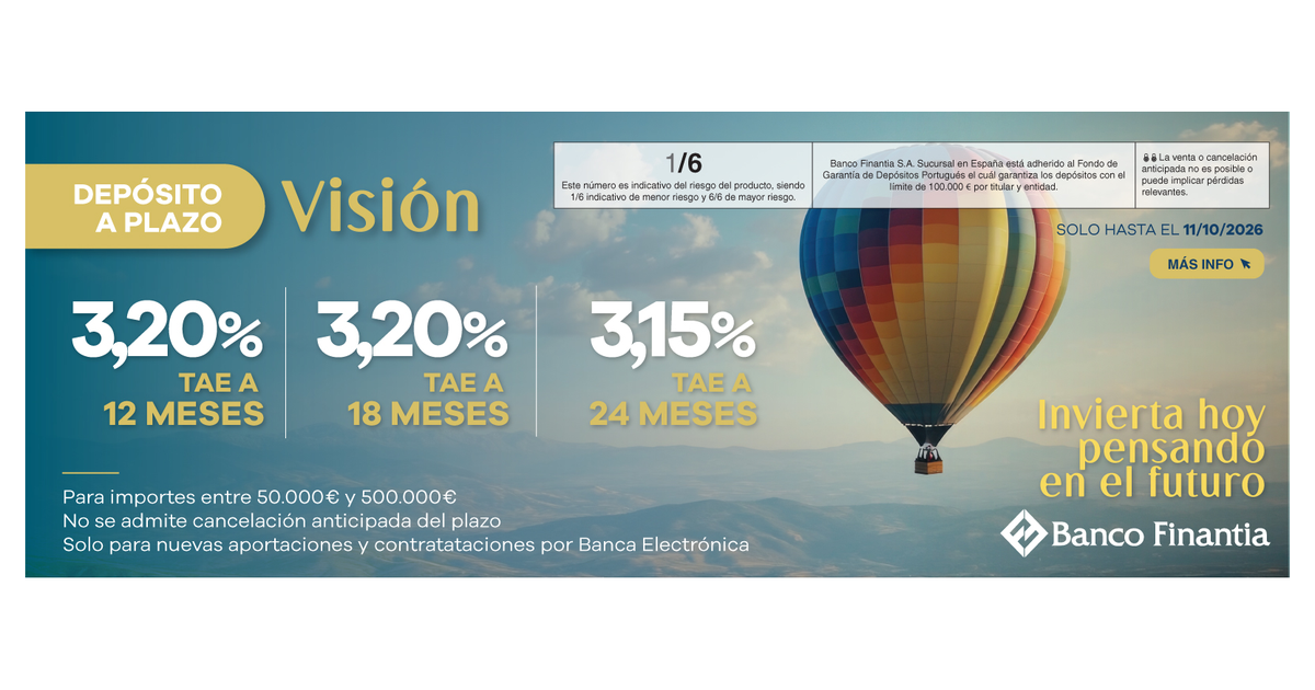 Banco Finantia ofrece depósito Visión con hasta 3,20% TAE