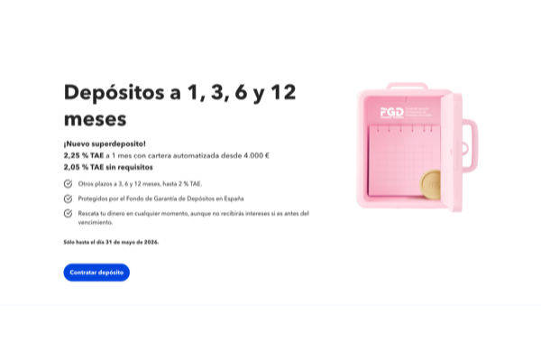 MyInvestor ofrece Superdeposito hasta el 2,25% TAE