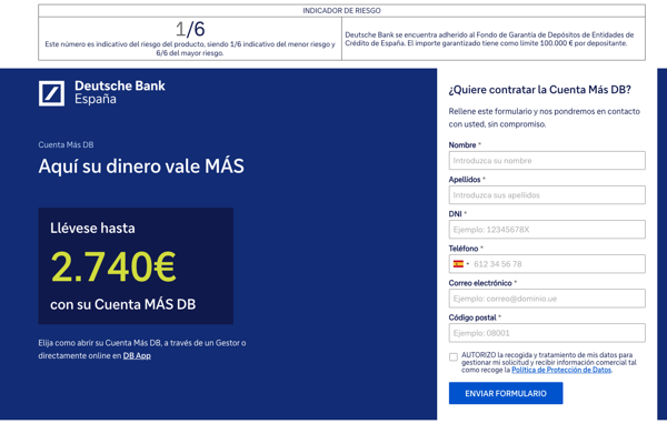 Deutsche Bank regala 500€ y ofrece 1,50% TAE con la Cuenta Más DB