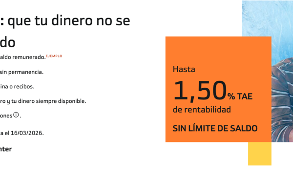 Bankinter ofrece Cuenta Digital Remunerada al 1,50% TAE sin nómina
