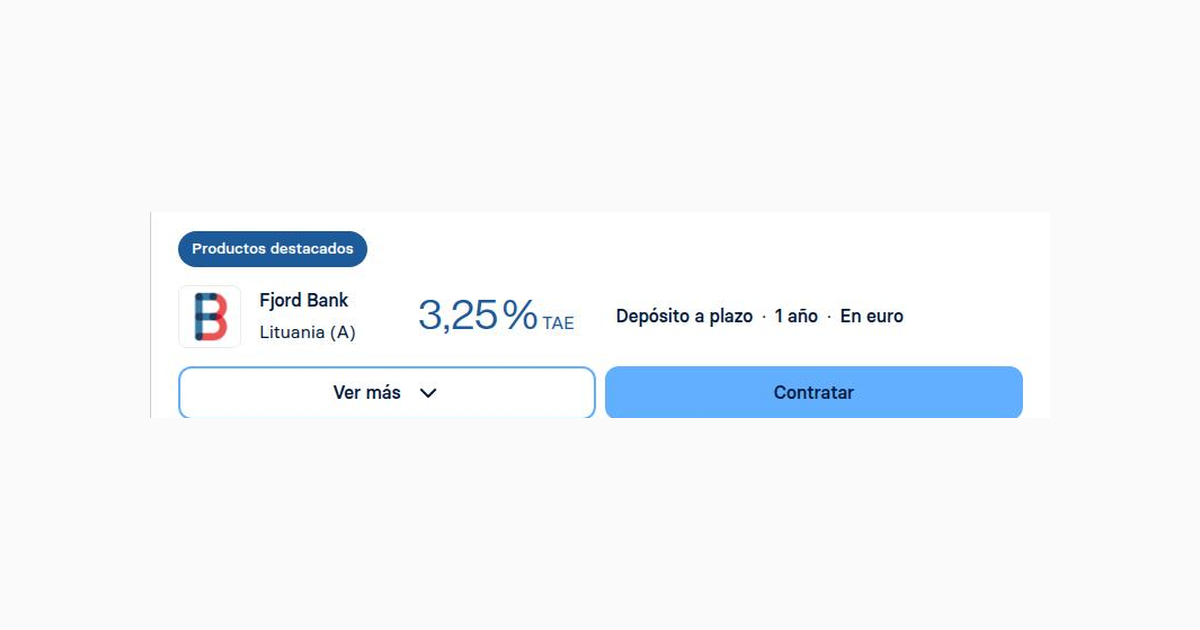 Fjord Bank ofrece depósito a 12 meses al 3,25% TAE
