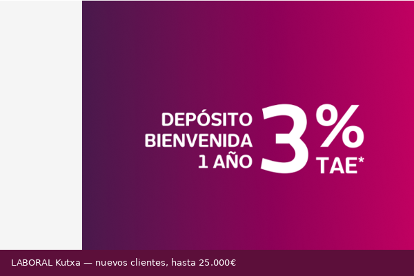 LABORAL Kutxa ofrece Depósito Bienvenida al 3% TAE para nuevos clientes