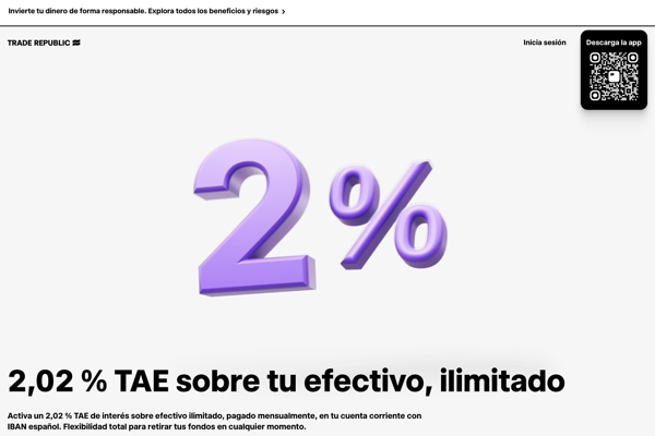 Trade Republic ofrece cuenta remunerada al 2,02% TAE sin condiciones