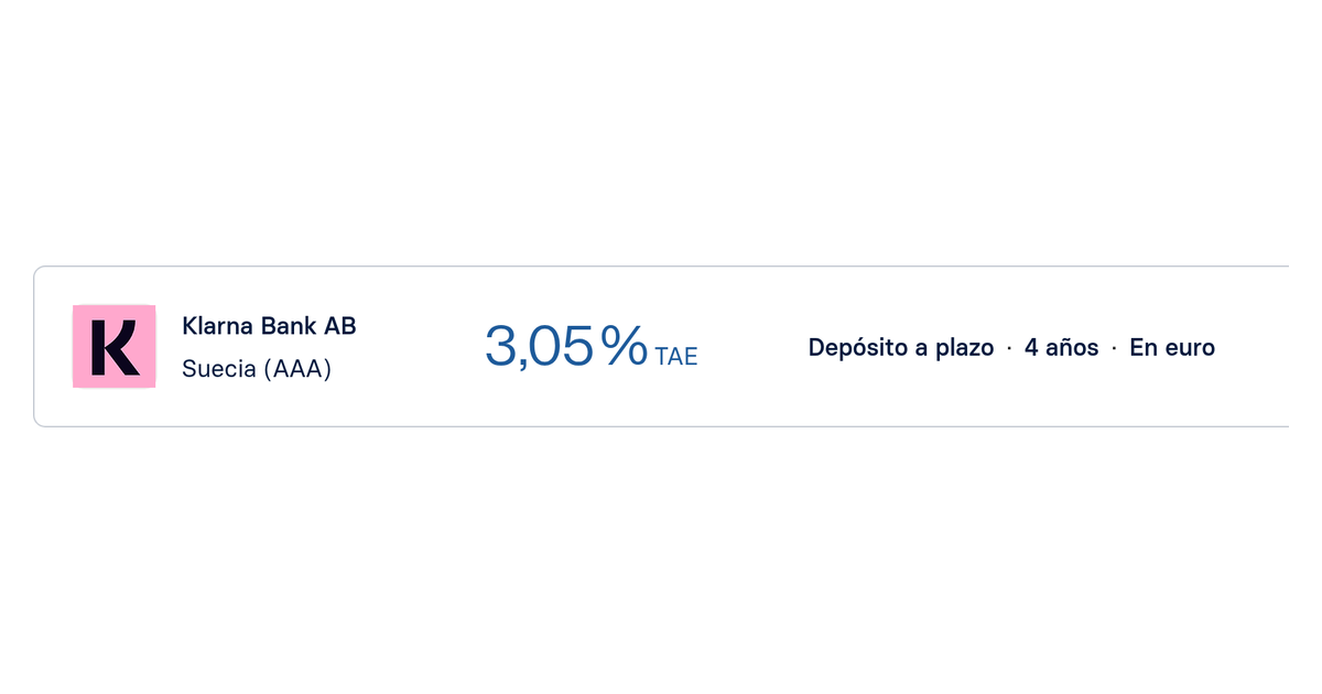 Klarna ofrece depósito a 48 meses al 3,05% TAE