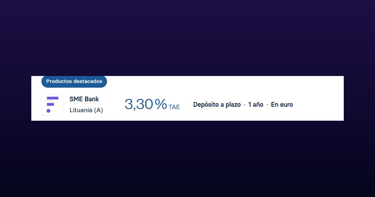 SME Bank ofrece depósito a 12 meses al 3,30% TAE