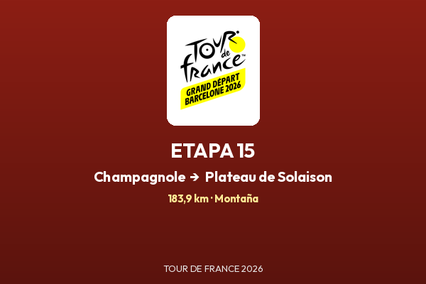 Champagnole – Plateau de Solaison — Etapa 15 | Tour de France 2026