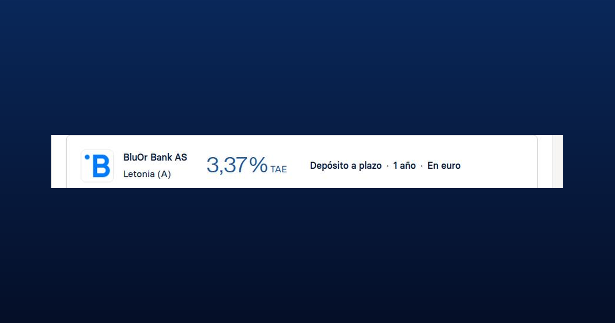 BluOr Bank ofrece depósito a 12 meses al 3,37% TAE