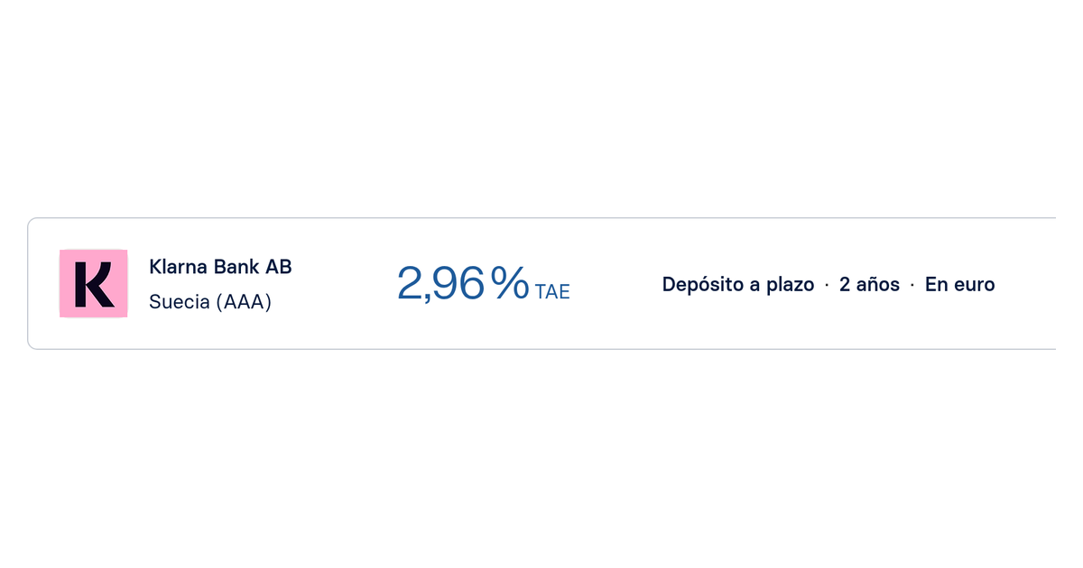 Klarna ofrece depósito a 24 meses al 2,96% TAE