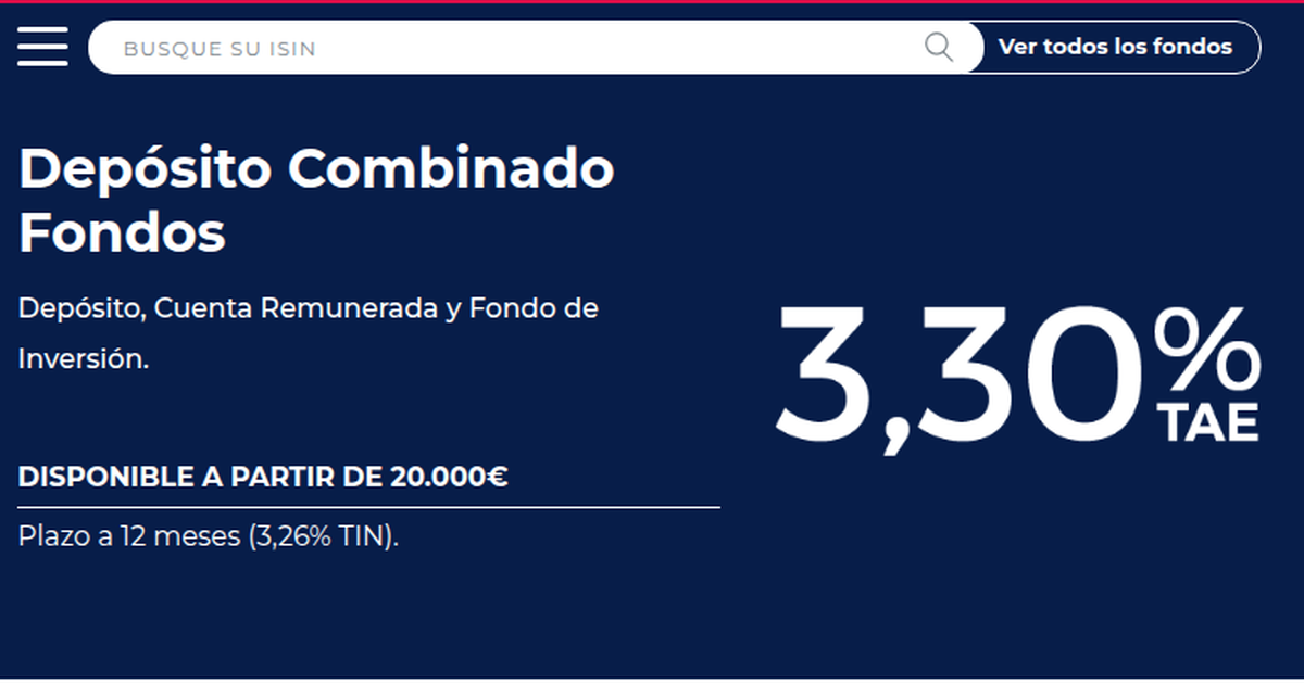 EBN Banco ofrece depósito combinado con fondos al 3,30% TAE a 12 meses
