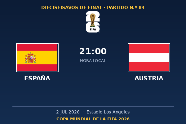España vs. Austria — Dieciseisavos de Final | Copa del Mundo 2026