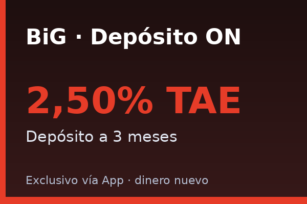 BiG ofrece Depósito ON al 2,50% TAE exclusivo vía App