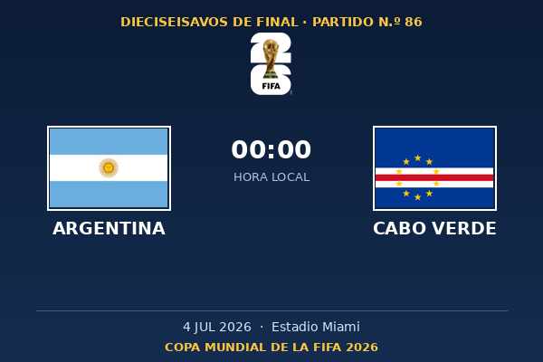 Argentina vs. Cabo Verde — Dieciseisavos de Final | Copa del Mundo 2026