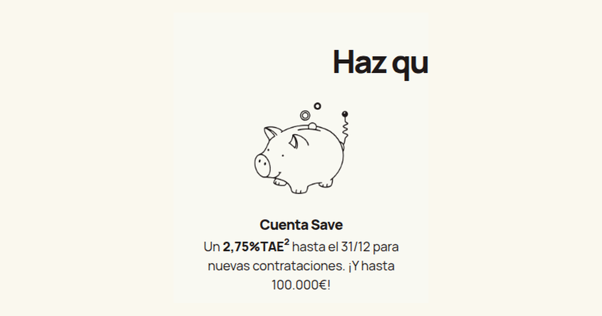 B100 ofrece Cuenta Save al 2,75% TAE para nuevos clientes